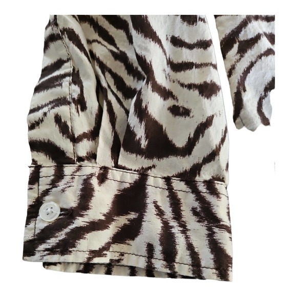 Michael Kors Blouse Medium Women's Long Sleeve Zebra Print Casual Preppy - Picture 6 of 8